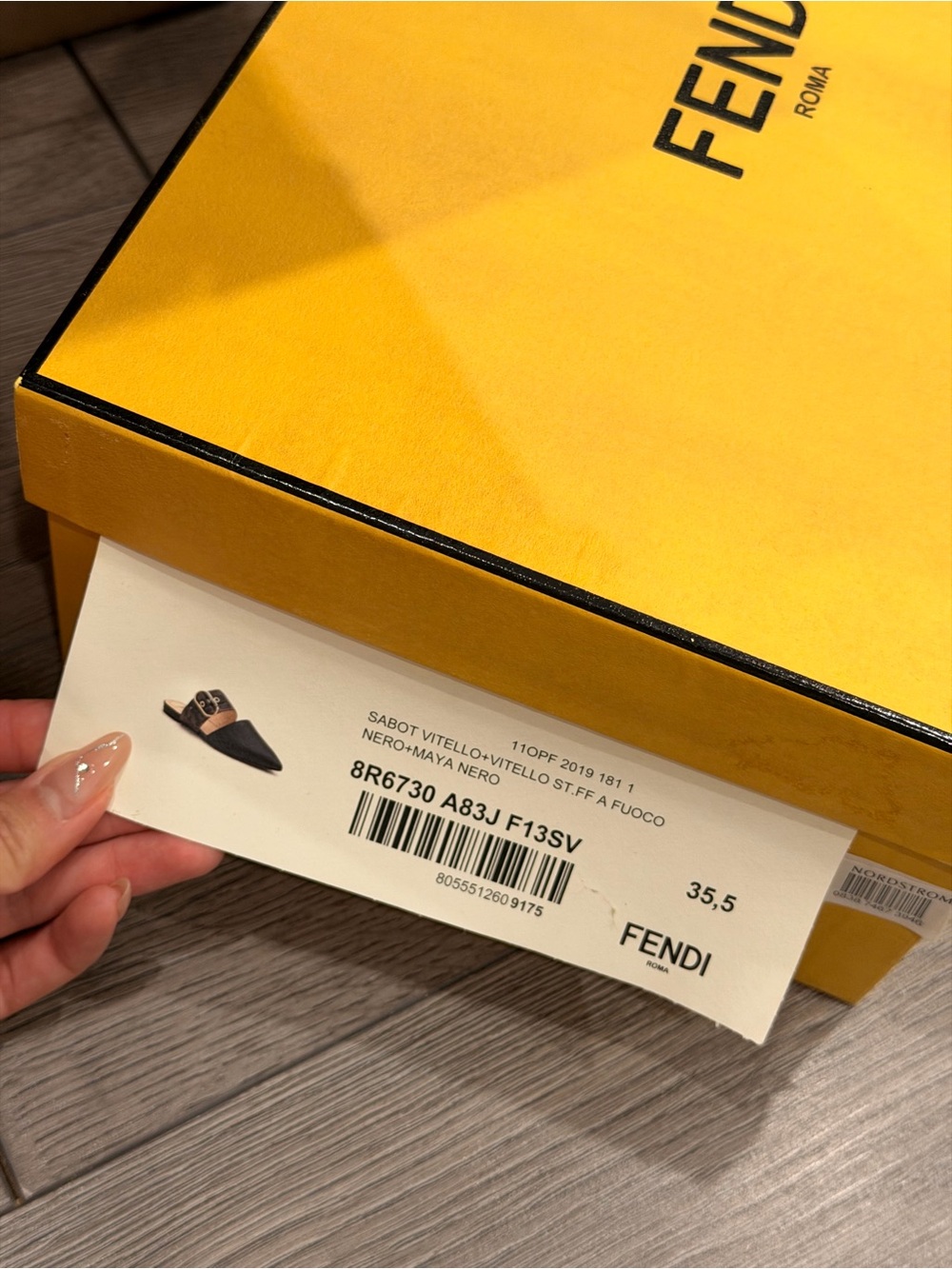 Fendi Black & Brown FF Logo Buckle Pointed-Toe Mule - Picture 5 of 5